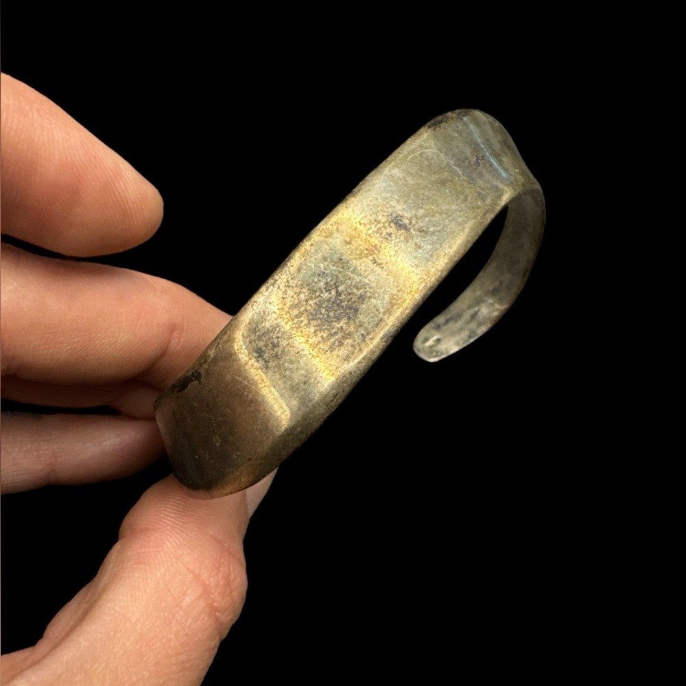 Vintage Modernist Mid Century Sterling Silver Wavy Cuff Bracelet 39 grams - Picture 2 of 5